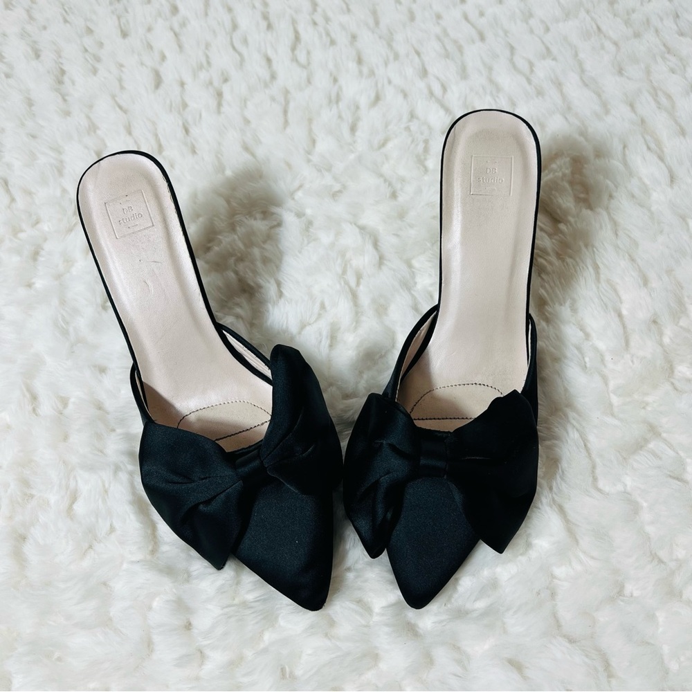 David’s Bridal Satin Heel Mules
